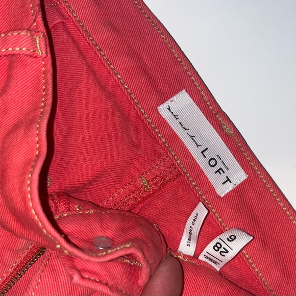 Loft by Ann Taylor Made & Loved straight cropped salmon/red colored jeans size 6 - Picture 5 of 15